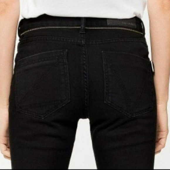 Zadig & Voltaire Paris Eva Zip Jeans Raw Released Hem Slim Skinny Black 27 - Picture 6 of 16